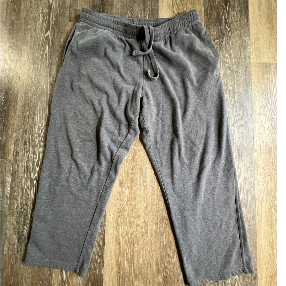 Fila Sweatpants Mens XL Gray Fleece Drawstring Joggers Loungewear 4212